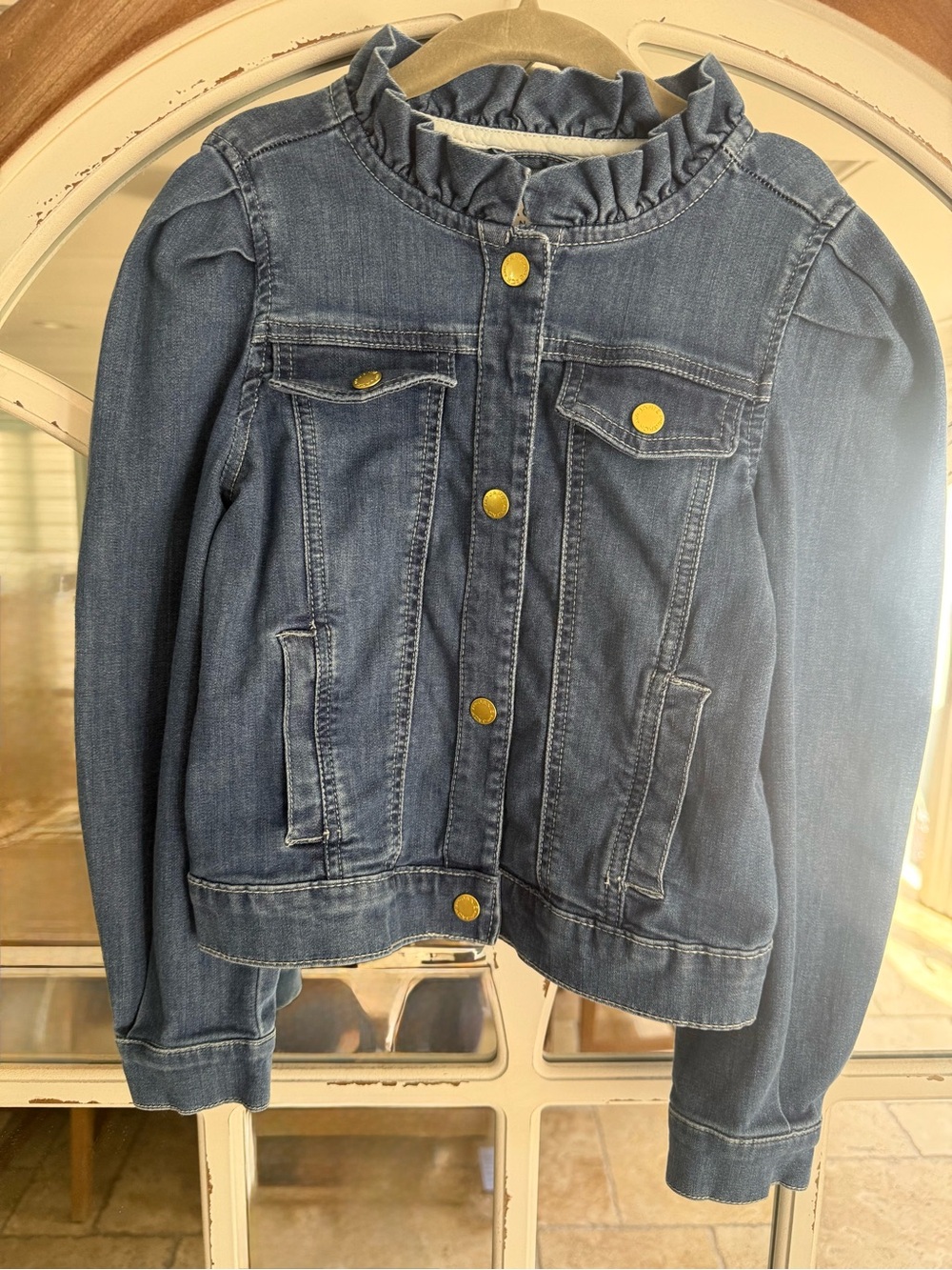 Janie and Jack Ruffle Collar Denim Jacket in Blue